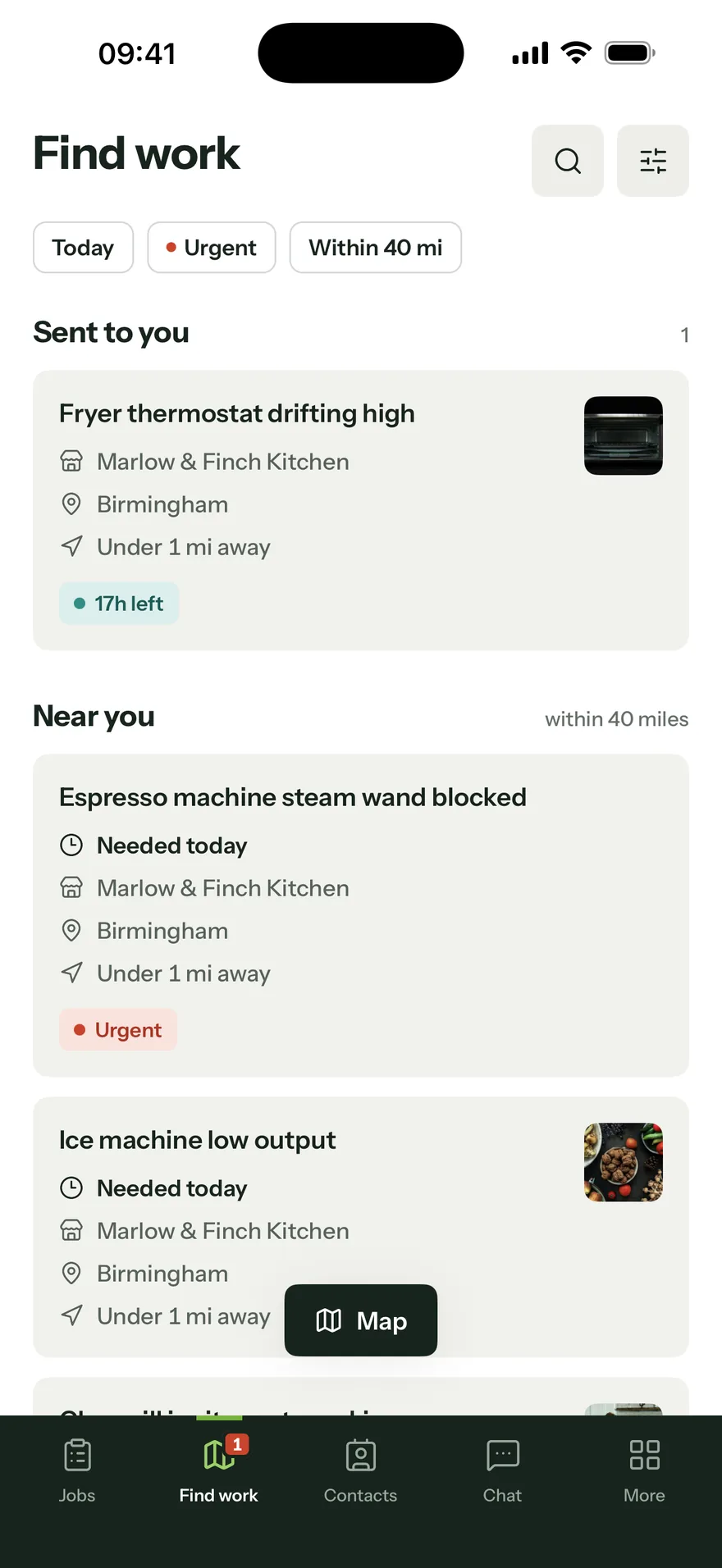 Find work: a job sent to you and open jobs near you, needed today first